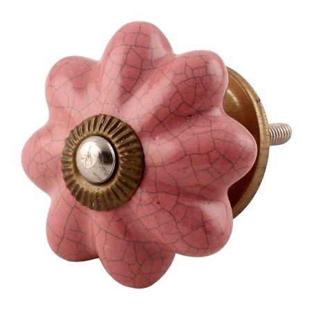 Lavender Crackle Ceramic Melon Cabinet Knob